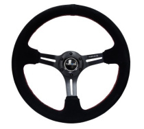 NRG Sportratt Mocca med Svart Centrum / Röda Sömmar 350mm (3'' Djup)